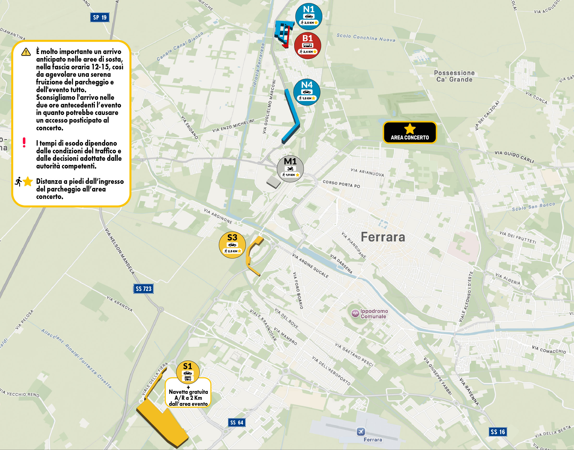 Mappa Generale Aree di Sosta Vasco Ferrara 2026